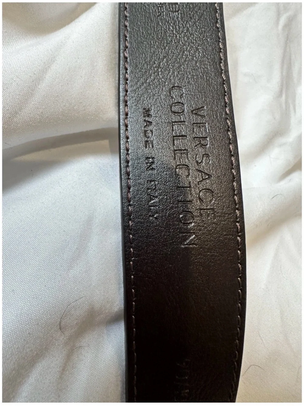 Versace Collection Men’s Brown Leather Belt 90/36 Made Italy Silver Buckle